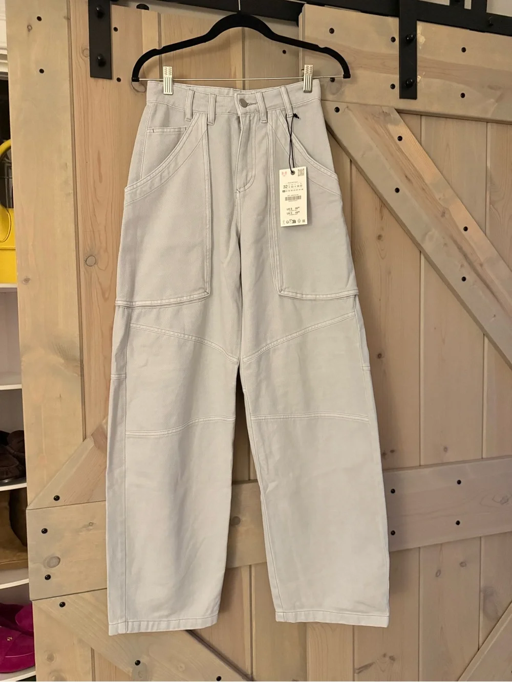 NWT Zara Baby Blue Wide-Leg Utility Pants